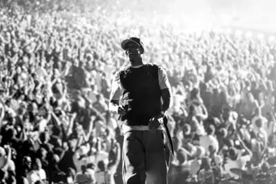 Jay-Z performs onstage during his Yankee Stadium anniversary concert in New York.